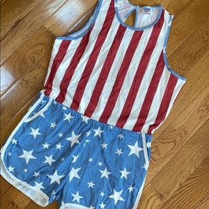 Junk Food American Flag Pocket Romper